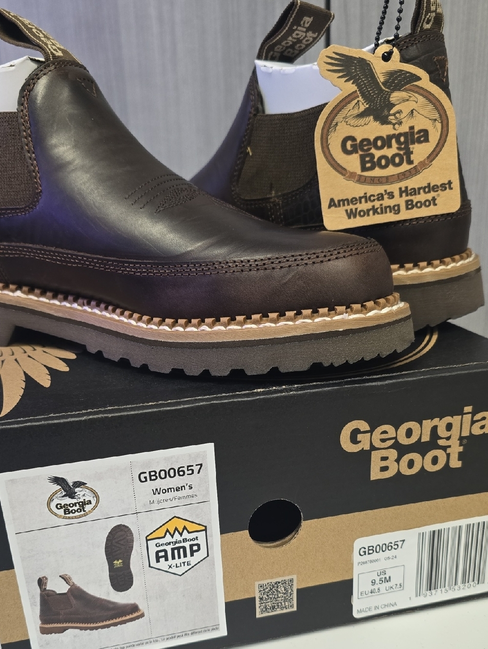 Georgia Boot Dark Brown Chelsea Work Boots